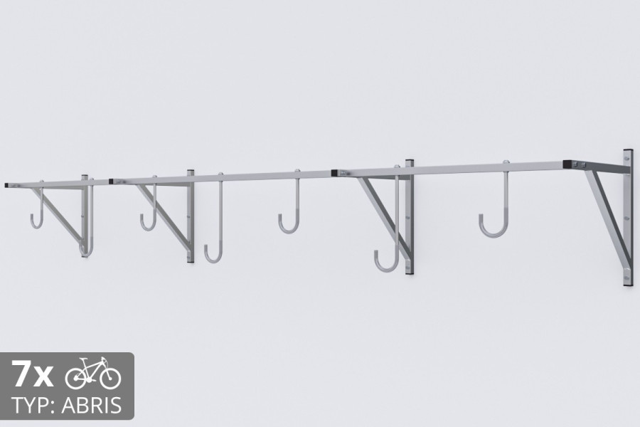 Falra szerelhető kerékpártartó, 7 személyes ABRIS ezüst