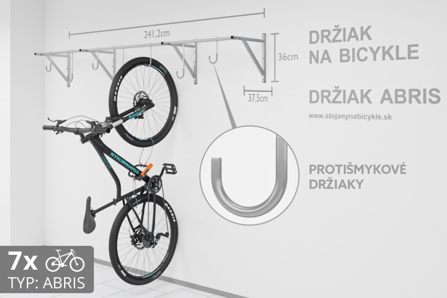 Falra szerelhető kerékpártartó, 7 személyes ABRIS ezüst
