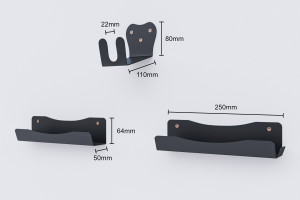 Kerékpár fali tartó pedálokhoz, fekete 