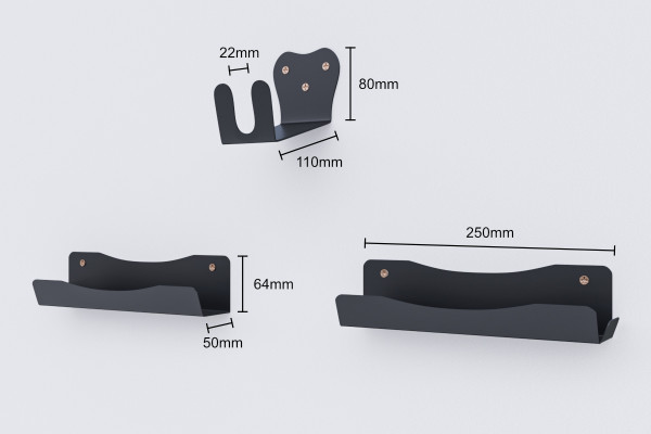 Kerékpár fali tartó pedálokhoz, fekete 