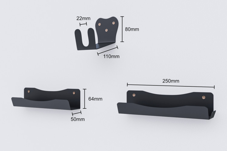 Kerékpár fali tartó pedálokhoz, fekete 