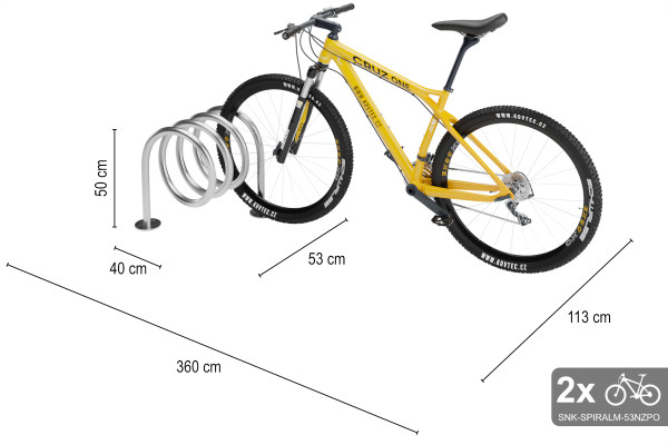 Kétoldalas kerékpártartó, 2 személyes, SPIRAL MAXI, horganyzott