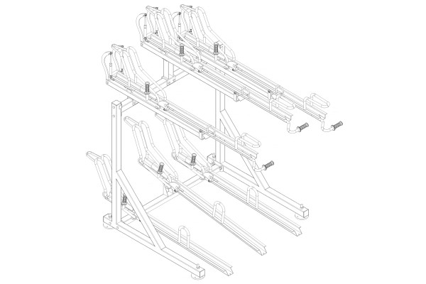 Kétszintes kerékpártartó, 6 férőhelyes
