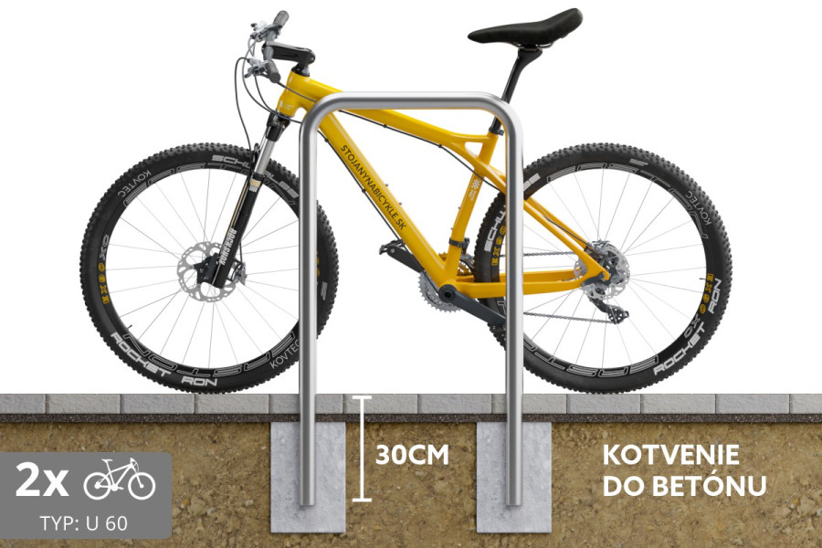 Kerékpártartó U 80x80cm, Ø 60,3 mm, beton, horganyzott