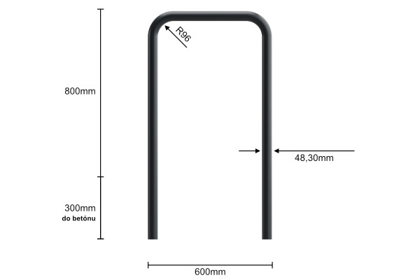 Kerékpártartó U 60x80cm, Ø 48,3 mm, beton, színes
