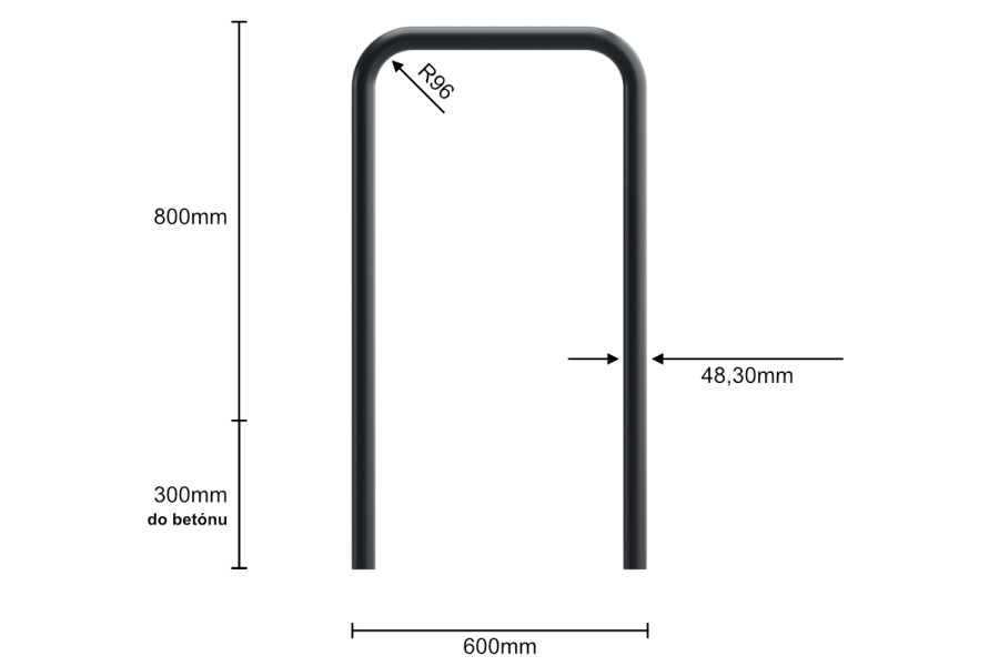 Kerékpártartó U 60x80cm, Ø 48,3 mm, beton, színes