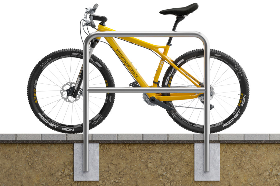 U alakú kerékpártartó keresztléccel 100x80cm, Ø 48,3 mm, betonozott, horganyzott