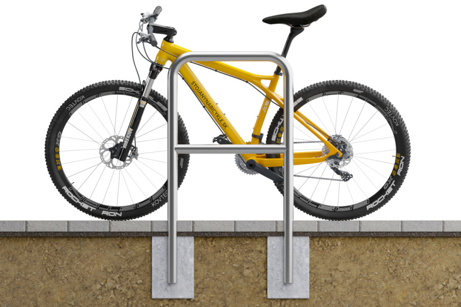 U alakú kerékpártároló 60x80 cm-es keresztléccel, Ø 48,3 mm, betonozott, horganyzott