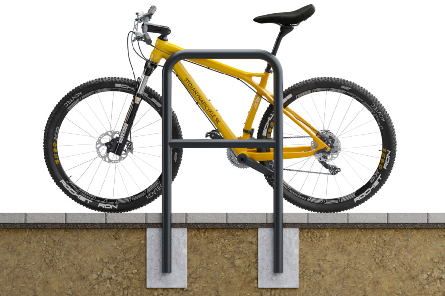 U alakú kerékpártartó keresztléccel 60x80cm, Ø 48,3 mm, betonozott, színes