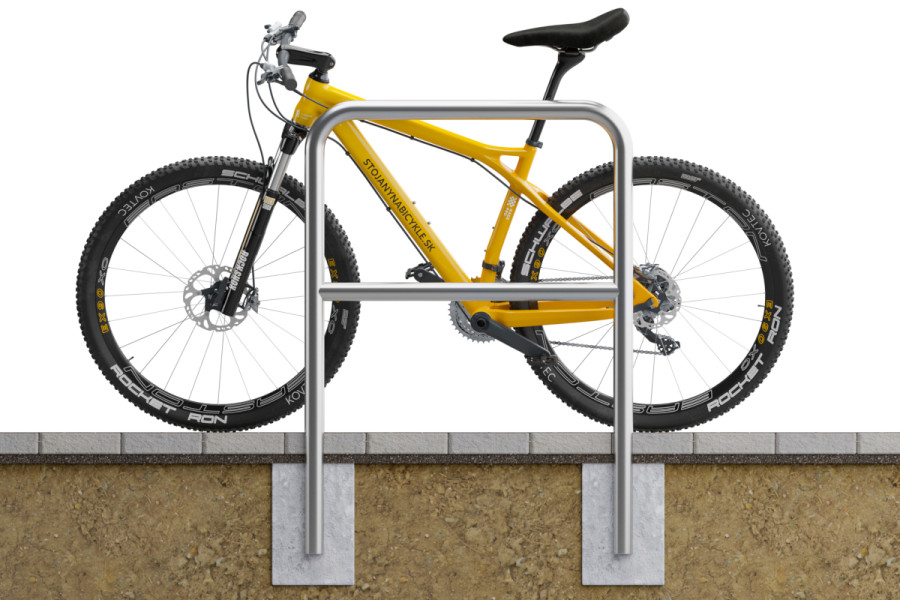 U alakú kerékpártároló 80x80 cm-es keresztléccel, Ø 48,3 mm, betonozott, horganyzott