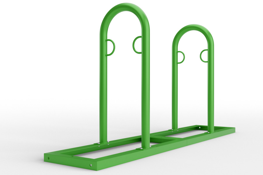 U alakú kerékpártámasz talpkereten, 4 férőhelyes, színes