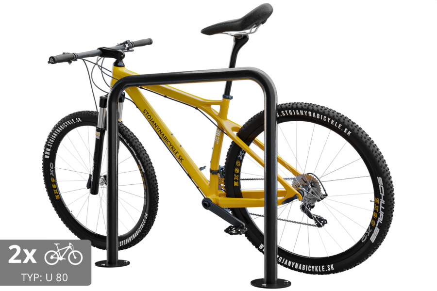 U alakú kerékpártároló, gumírozott, 80x80cm, Ø 48,3 mm, betonozott, színes