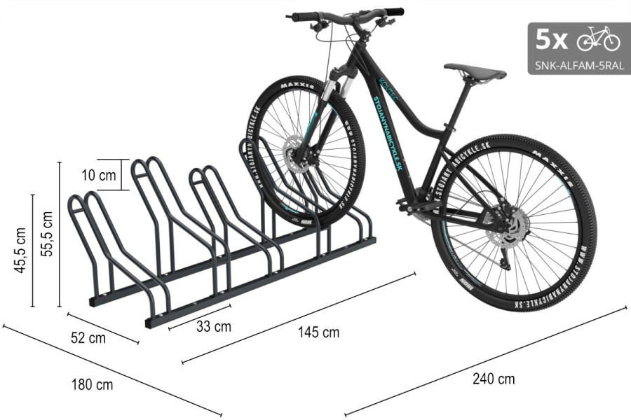 ALFA MAXI 5 kerékpártartó szűk helyekre, színes