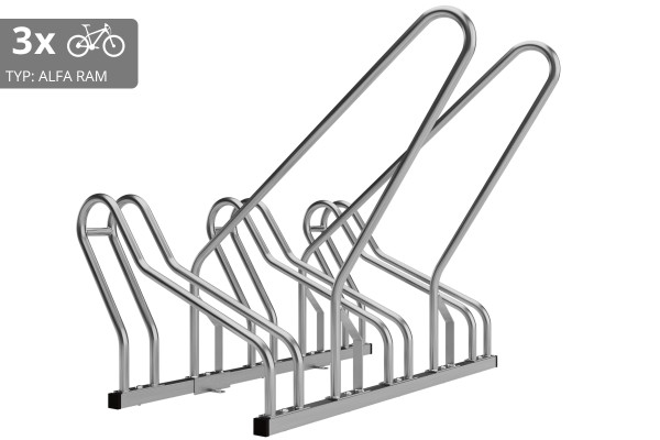 3 kerékpáros tartó ALFA zárható kerettel, rozsdamentes acél