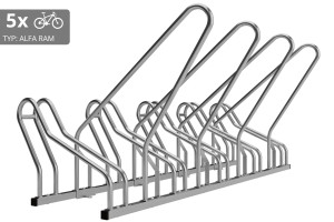 5 kerékpáros tartó ALFA zárható kerettel, rozsdamentes acél