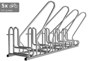 5 kerékpáros tartó IQ záras kerettel, rozsdamentes acél