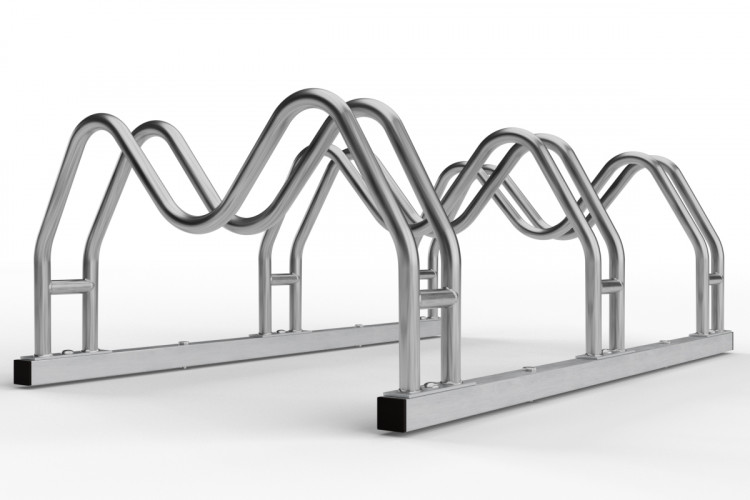 Kétoldalas kerékpártartó MEGA, 3 db-os, rozsdamentes acél