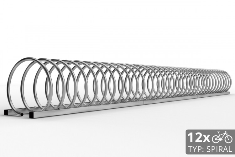 12 kerékpárhoz való SPIRAL kerékpártartó, 330 cm, horganyzott
