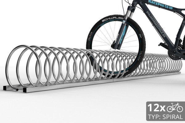 12 kerékpárhoz való SPIRAL kerékpártartó, 330 cm, horganyzott