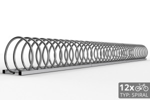 12 kerékpárhoz való SPIRAL kerékpártartó, 330 cm rozsdamentes acél
