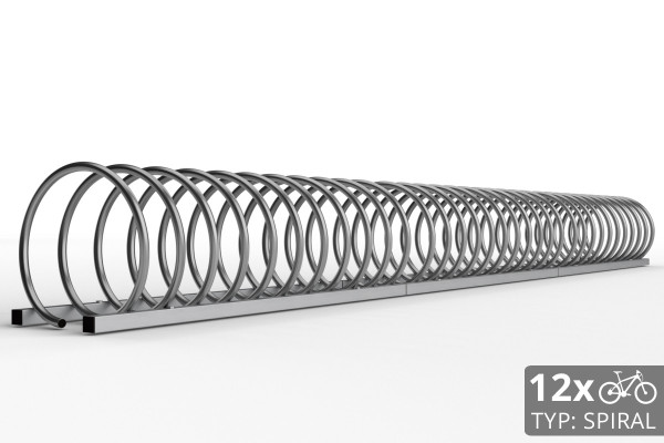 12 kerékpárhoz való SPIRAL kerékpártartó, 330 cm rozsdamentes acél