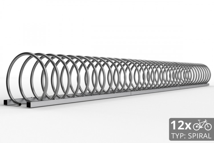12 kerékpárhoz való SPIRAL kerékpártartó, 330 cm rozsdamentes acél
