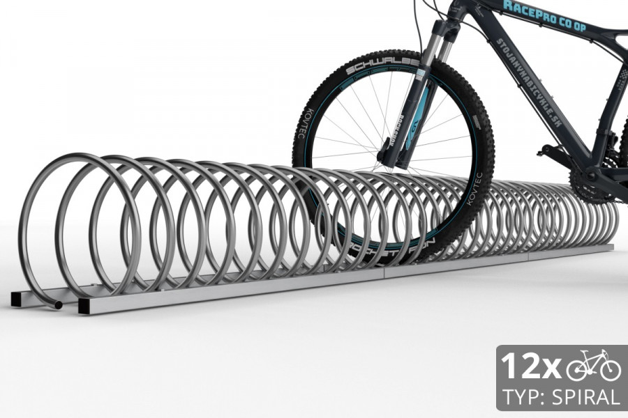 12 kerékpárhoz való SPIRAL kerékpártartó, 330 cm rozsdamentes acél