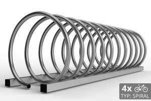 4 kerékpáros SPIRAL tároló, 110 cm rozsdamentes acél