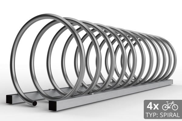 4 kerékpáros SPIRAL tároló, 110 cm rozsdamentes acél