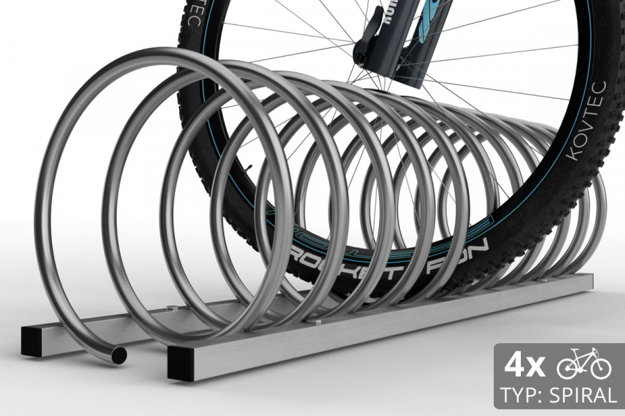 4 kerékpáros SPIRAL tároló, 110 cm rozsdamentes acél