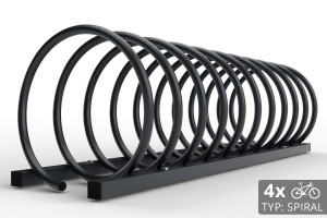 4 kerékpáros SPIRAL tároló, 110 cm, színes