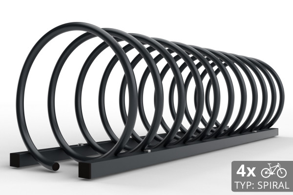 4 kerékpáros SPIRAL tároló, 110 cm, színes