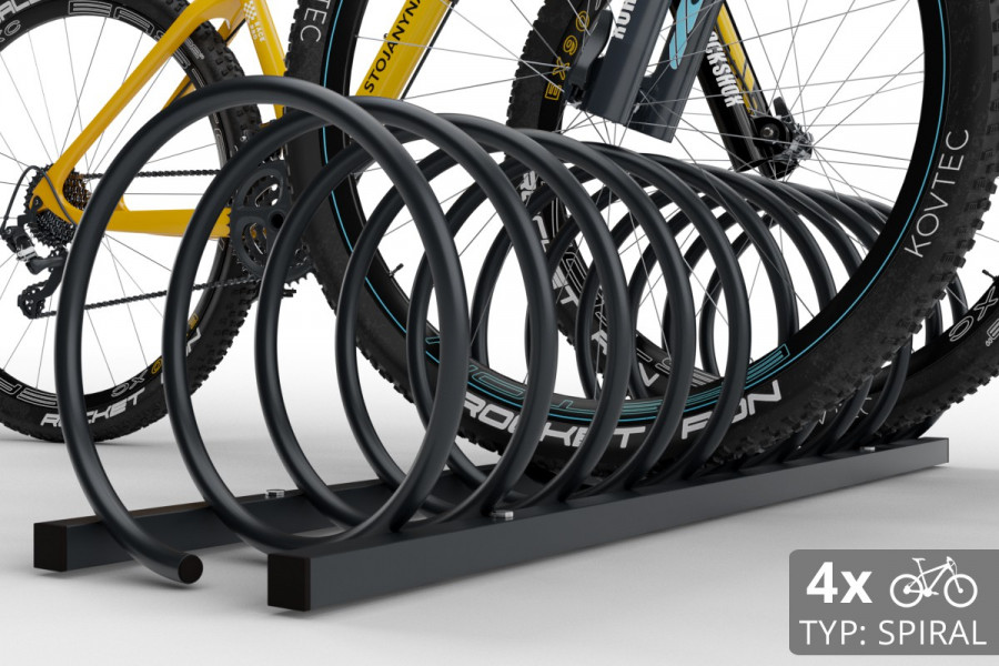 4 kerékpáros SPIRAL tároló, 110 cm, színes