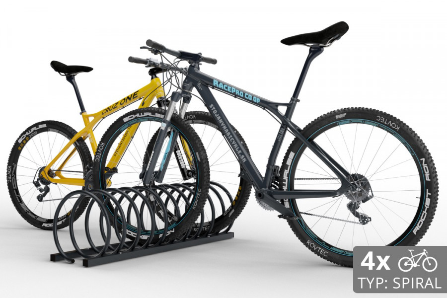 4 kerékpáros SPIRAL tároló, 110 cm, színes