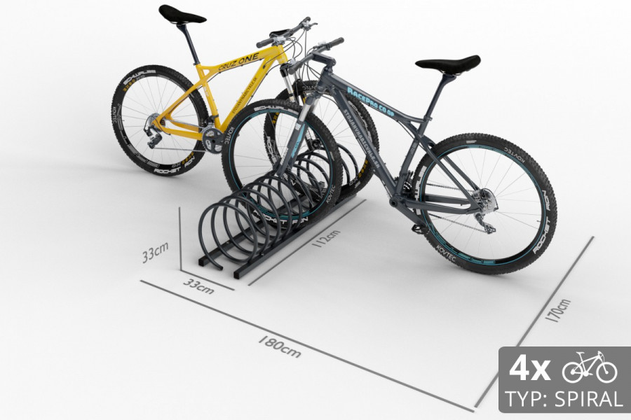 4 kerékpáros SPIRAL tároló, 110 cm, színes