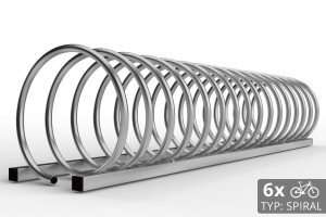 6 kerékpáros SPIRAL kerékpártartó, 150 cm horganyzott
