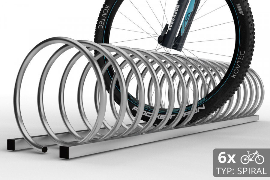 6 kerékpáros SPIRAL kerékpártartó, 150 cm horganyzott
