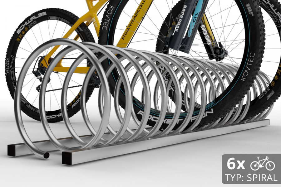 6 kerékpáros SPIRAL kerékpártartó, 150 cm horganyzott