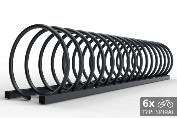 6 kerékpáros SPIRAL állvány, 150 cm, színes