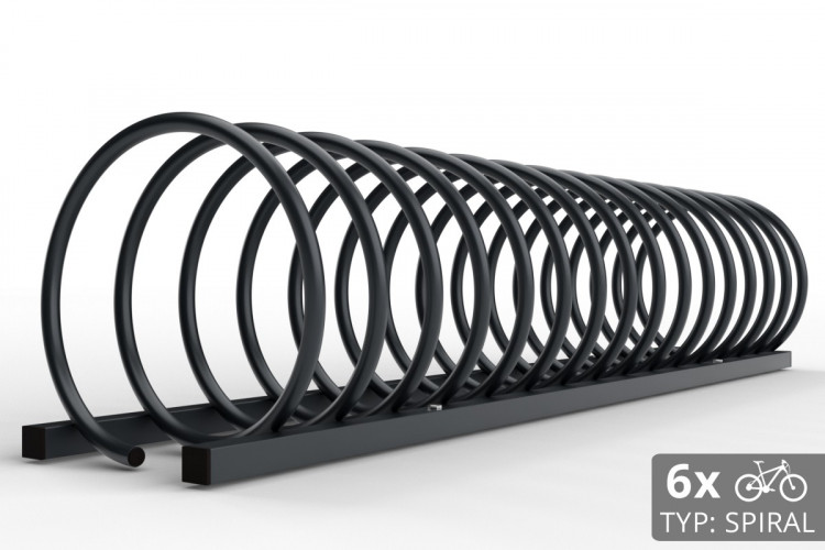 6 kerékpáros SPIRAL állvány, 150 cm, színes