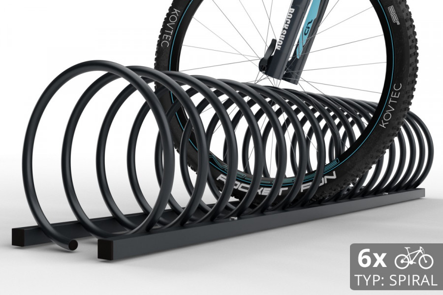 6 kerékpáros SPIRAL állvány, 150 cm, színes