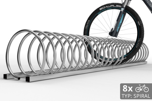 8 kerékpáros SPIRAL tároló, 220 cm horganyzott