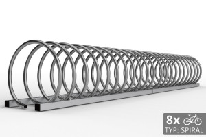 8 kerékpáros SPIRAL tároló, 220 cm rozsdamentes acél