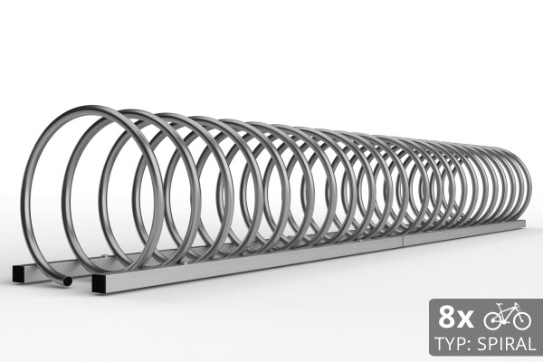 8 kerékpáros SPIRAL tároló, 220 cm rozsdamentes acél