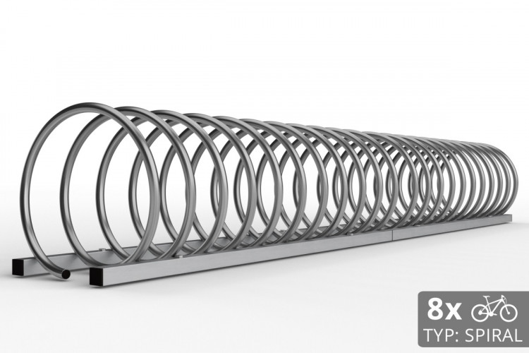 8 kerékpáros SPIRAL tároló, 220 cm rozsdamentes acél
