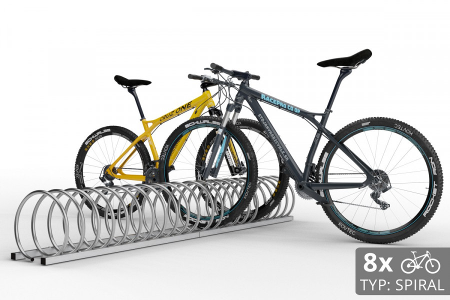 8 kerékpáros SPIRAL tároló, 220 cm rozsdamentes acél
