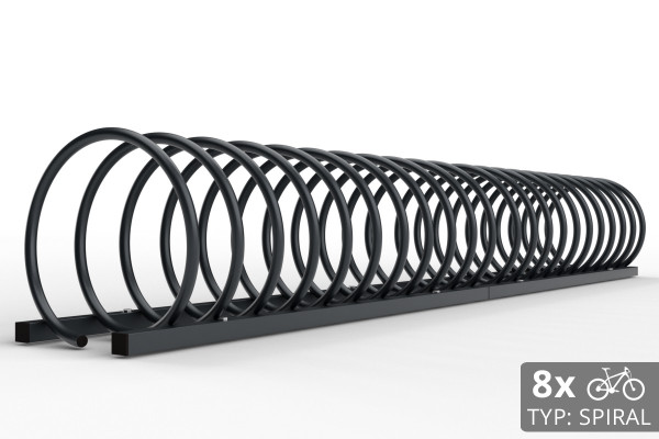 8 kerékpáros SPIRAL tároló, 220 cm, színes