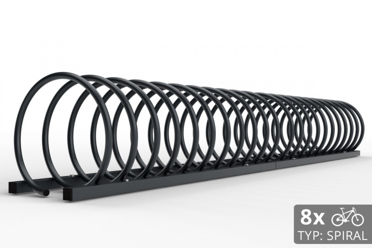 8 kerékpáros SPIRAL tároló, 220 cm, színes