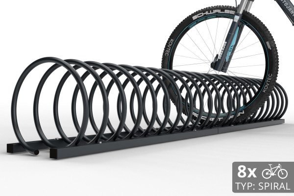 8 kerékpáros SPIRAL tároló, 220 cm, színes