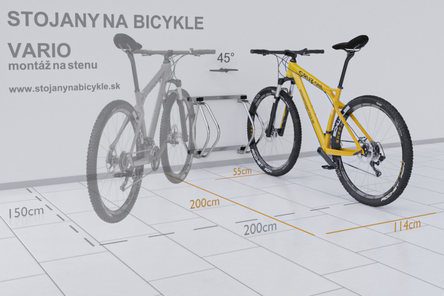 Falra szerelhető 2 kerékpártartó, színes